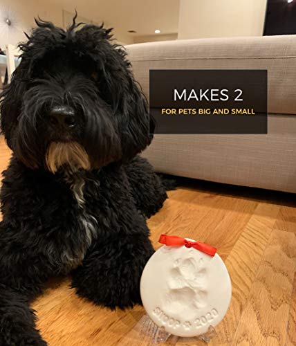 ultimate pawprint keepsake kit makes 2 - paw print christmas ornament w bonus personalization tool amp display stands for dogs cats amp pets non-toxic clay air-dries soft light amp uncrackable