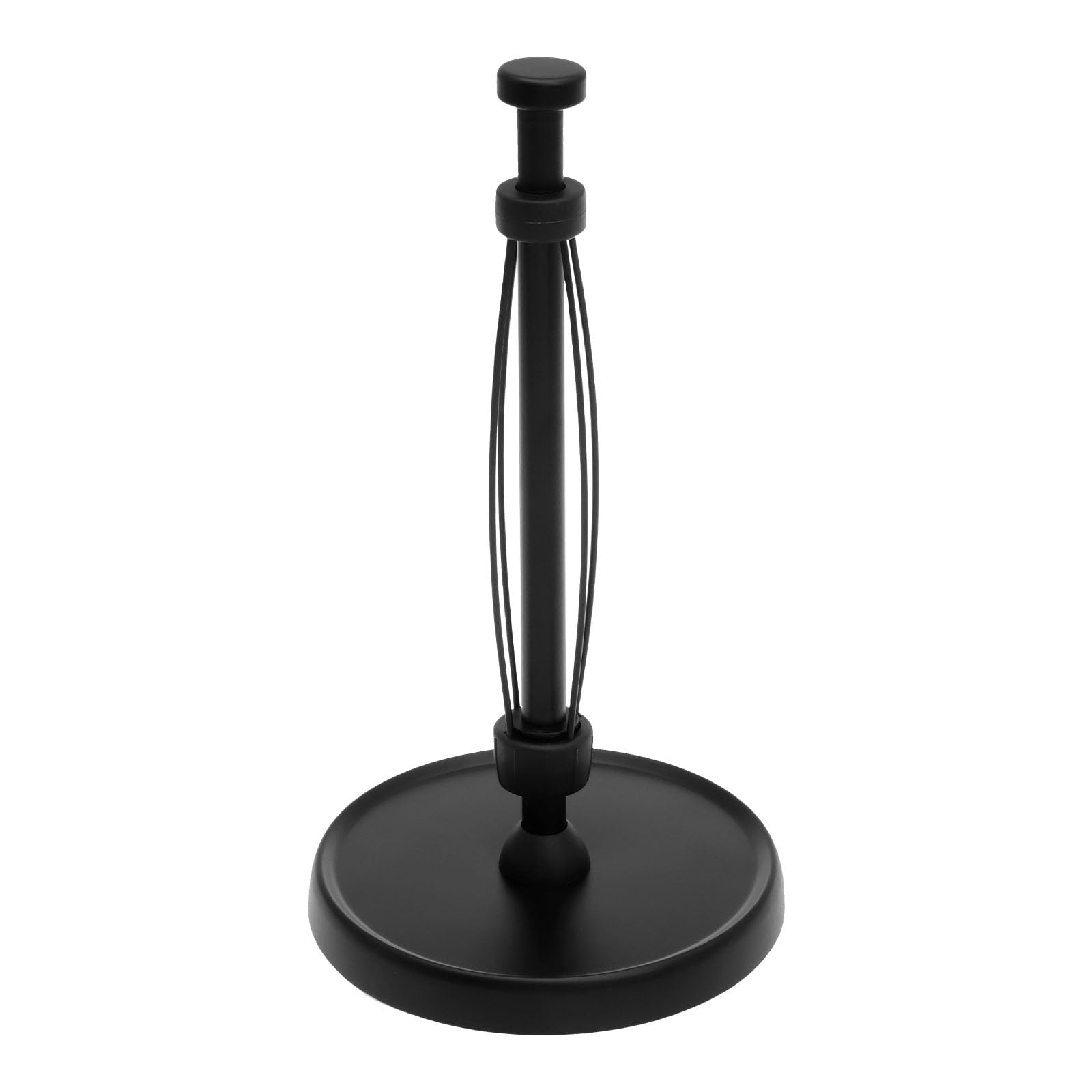 Paper Towel Holder Countertop, Stainless Steel Black Paper Towel Holder Stand with Ratchet Mechanism for Kitchen Bathroom, One-Handle Tear with Weighted Base