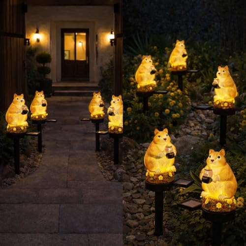 Image of CBK Squirrel Garden Solar Lights Outdoor Squirrel LED Decorative Waterproof Garden Stake Lights, Lawn Lamp Light for Yard, Balcony, Patio, and Garden Lighting