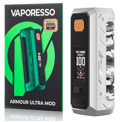 Vaporesso Armour Ultra Mod 100W 5500mAh built in Battery Boost/Pulse/ECO/TC Mode 510 Thread Water Proof E Cigarette Box (Argent titane)