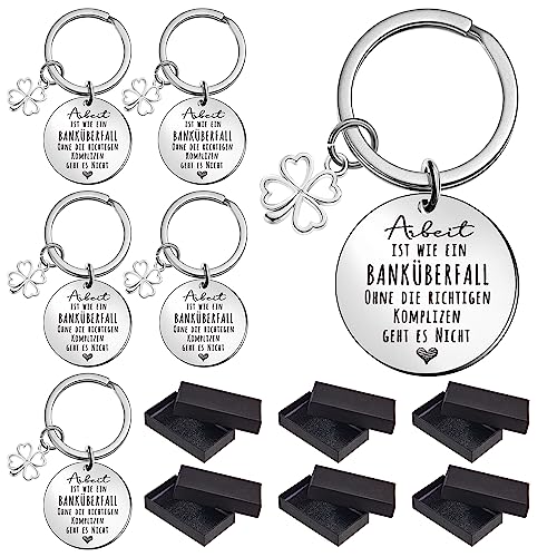 Tenare 6 Schlüsselanhänger für Kollegen Kollegin mit 6 Schwarz Geschenkboxen Dankeschön Geschenke für Mitarbeiter Jobwechsel Abschiedsgeschenk Ruhestand Geschenk (Silber Klassischer Stil)