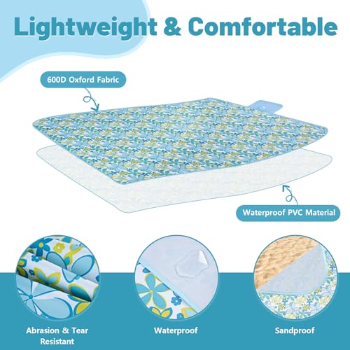 Habaylin Picnic Blanket Large, 79"X79" Waterproof Extra Large Beach Blanket, Foldable Picnic Blanket for Hiking, Party, Camping on Grass Sandproof Handy Picnic Mat by Habaylin - Image 3