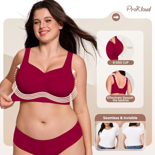 Image of ProKloud Jelly Bras for Women No Underwire Wireless Bra with Support and Lift Full Coverage Plus Size Comfy Seamless Bra