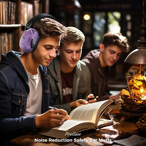 Image of ProCase Noise Reduction Ear Muffs, Sound Proof Ear Protection, NRR 28dB Noise Cancelling Headphones for Adults Kids Autism, Hearing Protection for Mowing -Pure Purple