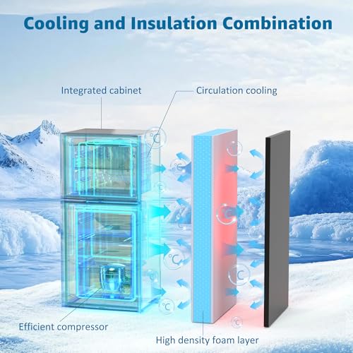 Image of 5.0 Cu. Ft Dorm Fridge for Apartment with Freezer, Small Refrigerator with 7-Level Adjustable Thermostat, Compact Mini Fridge for Kitchen, Dorm, Office, Black