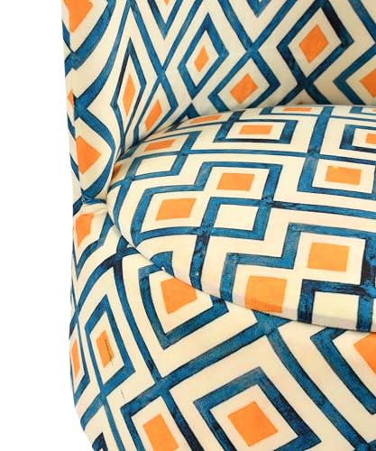 Image of NACIA Velvet Printed Ottoman Chair with Stool Combo | Dressing Table Chair for Bedroom Makeup Room Decor | Modern Upholstered Ottoman with Wooden Legs for Home (18x18x32 Inches, Yellow Box)