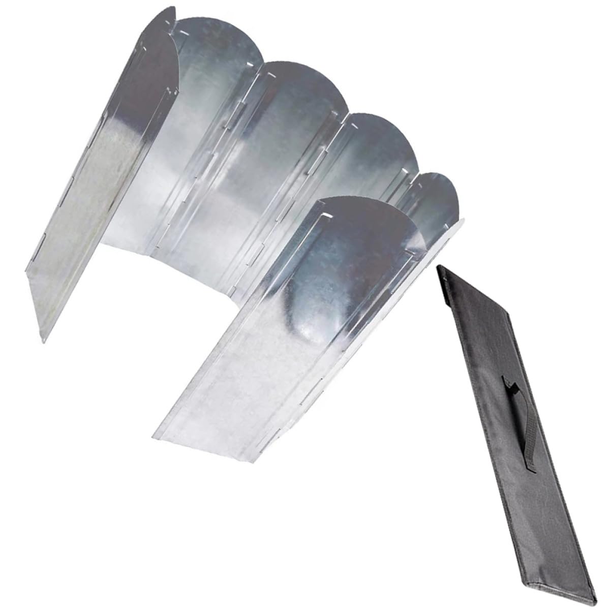 Homoyoyo Parabrisas Plegable Portátil para Estufa de Camping, 8 Piezas de Acero Galvanizado 120x30 Cm, Ligero y Resistente al Viento, Bolsa de Transporte para Picnic y Barbacoas al Aire