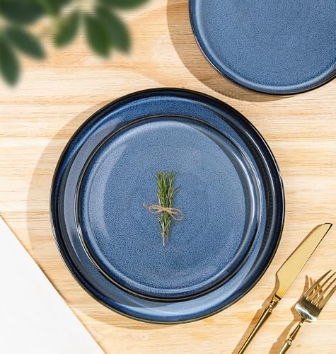 Image of TheTerra Ceramic Dinnerware Sets for 6, 18 Pieces Porcelain Lightweight Plates and Bowls Sets, Scratch Resistant Dish Set, Oven & Microwave & Dishwasher Safe, Starry Blue