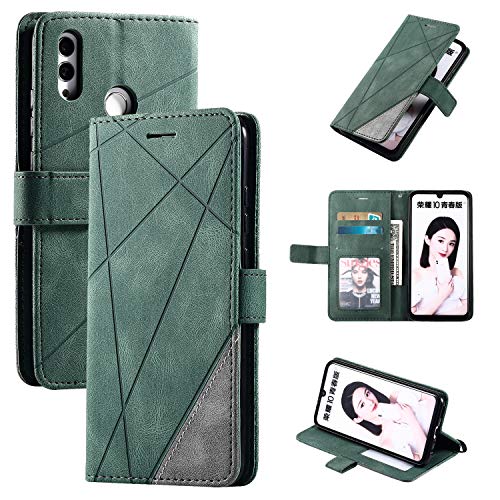 SNOW COLOR Cover Huawei P Smart 2019/Honor 10 Lite Portafoglio, Flip Custodia Portafoglio in PU,[Funzione Staffa]con Slot per Schede e Chiusura Magnetica per Huawei PSmart 2019 - COMS010328 Verde