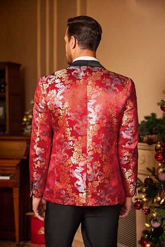 COOFANDY Men's Floral Tuxedo Jacket Luxury Embroidered Stylish Suit Blazer Jacket for Wedding Party Dinner2