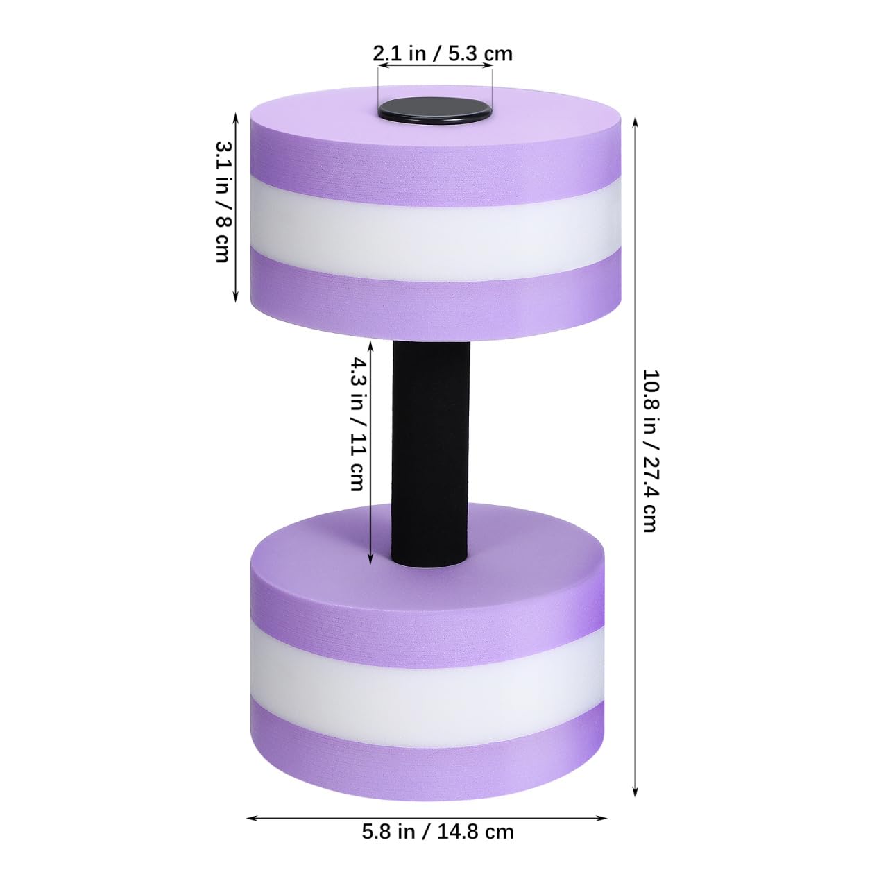 DOITOOL Lot de 2 haltères aquatiques pour exercices de piscine, haltères aquatiques en EVA, résistance à l'eau, haltères d'aérobic, équipement d'entraînement de piscine, violet