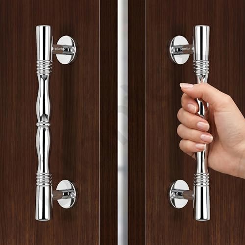 Image of Plantex Door Handle /Stainless Steel Main Door Handle /8 Inch Pull-Push Handle - Pack of 2 (S-143,Chrome)