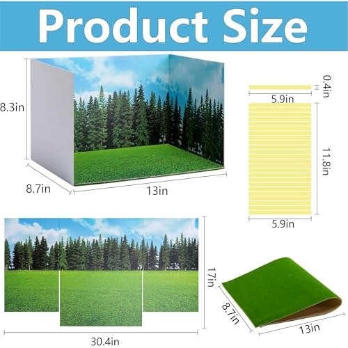 Image of codree 4 Pcs Jungle Style Diorama Box and Fake Grass Decor, Rainforest Diorama Supplies Project Box Set, Cardboard Diorama Kit & Artificial Grass with Double Sided Tapes for DIY Crafts Toys Dollhouse