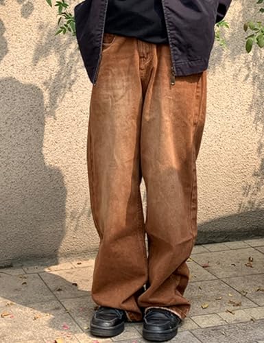 Mens Wide Leg Baggy Jeans Y2K Hip Hop Vintage Skater Jeans Loose Fit Denim Pants Streetwear3
