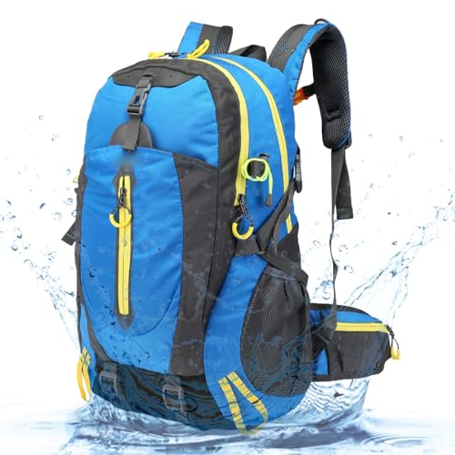 Generisch Mochila de camping, hidratación impermeable, mochila de senderismo para hombre, mochila de senderismo, mochila impermeable para correr, ciclismo y ciclismo, azul, Siehe Beschreibung