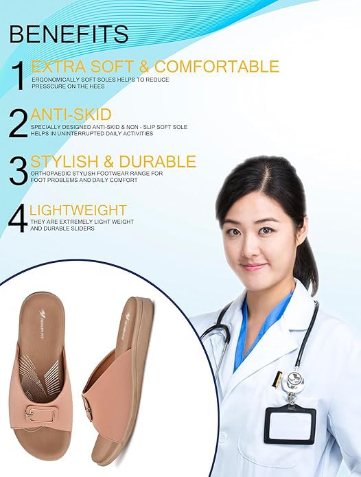 Image of HEALTH FIT EXTRA SOFT Women's Comfortable Memory Foam Doctor Slippers /Flip-Flops|Fashionable Casual & Stylish|Lightweight & Breathable|Outdoor Synthetic Casual Chappals Sandals Ladies & Girls HF27