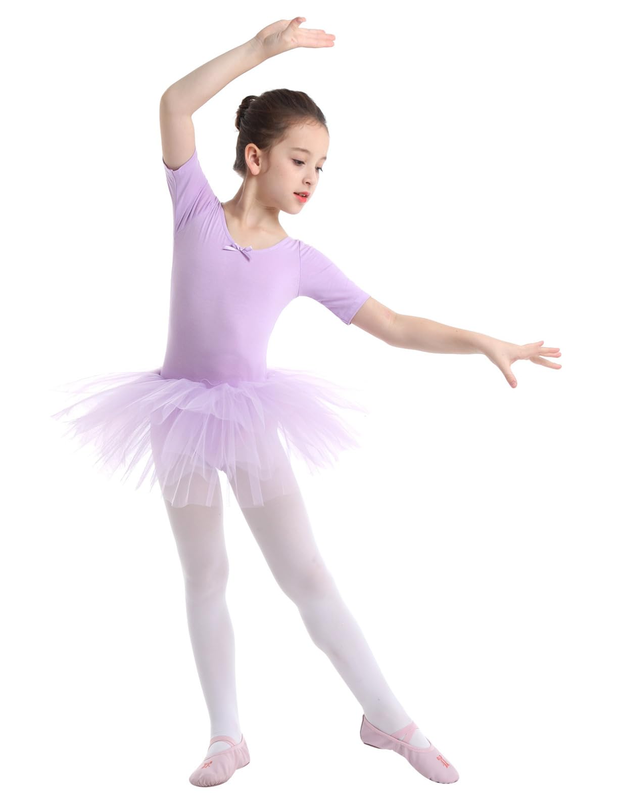 Yeahdor Kids Girls Cotton Tulle Splice Ballet Dance Tutu Dancewear Ballerina Princess Stage Fancy Dress up Purple 3-4