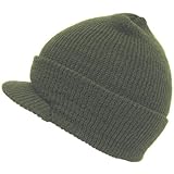[ロスコ] USA製 ウール100% つば付きニット帽 ジープキャップ メンズ レディース - オリーブ
