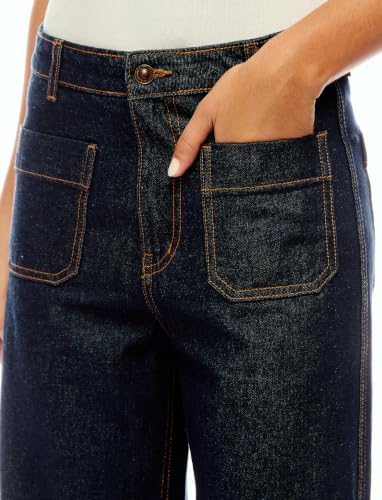 Image of INKD Premium Women's Wide Leg Denims - High Rise | 100% Cotton | Full Length Wide Leg Jeans for Woman|70's Style | Patch Pocket | 4 Pocket Styling | Jeans for Women