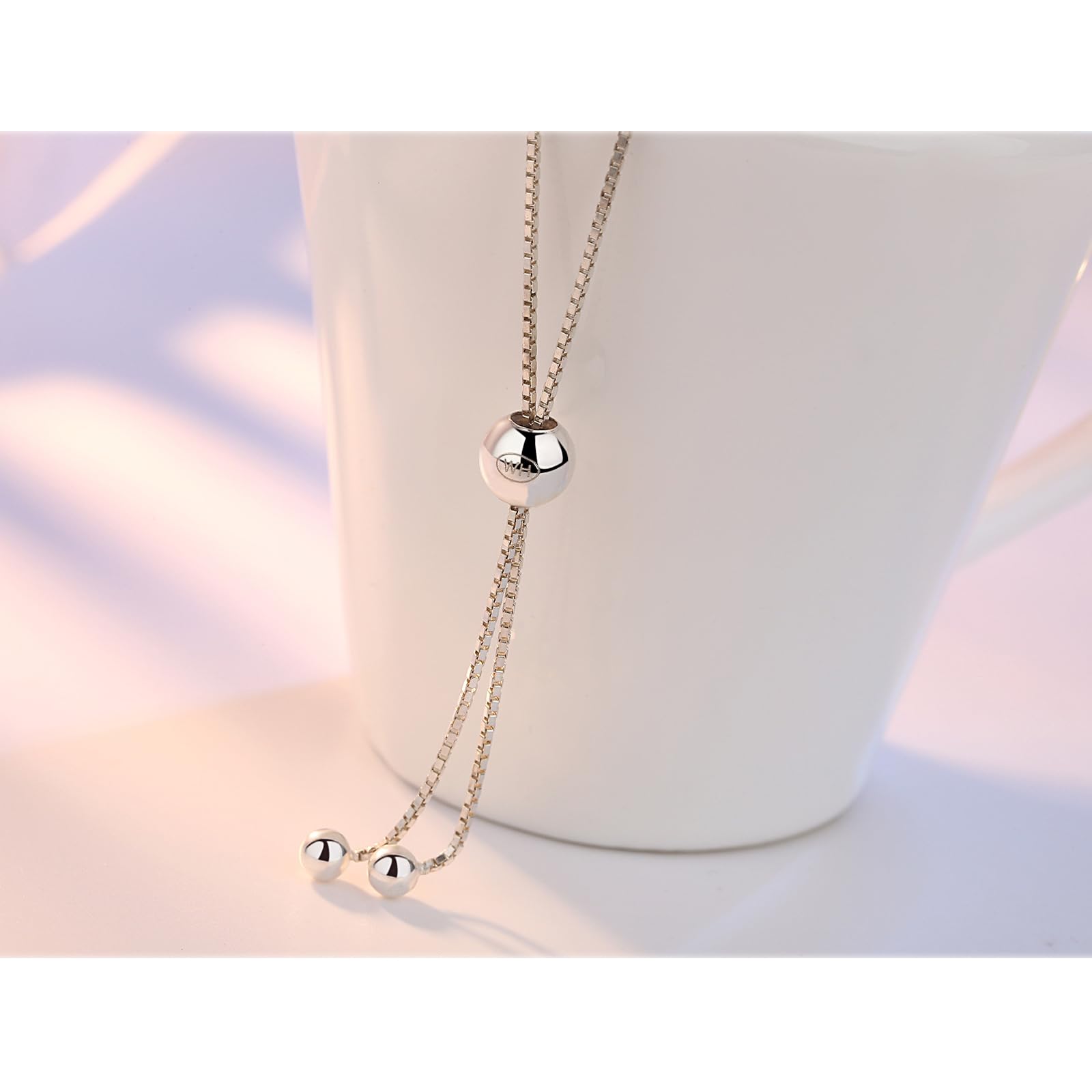 Braccialetto Donna da Tennis Regolabile delle Donne Perline Geometriche Elegante Quadrato Minimalista Regalo-Bianco