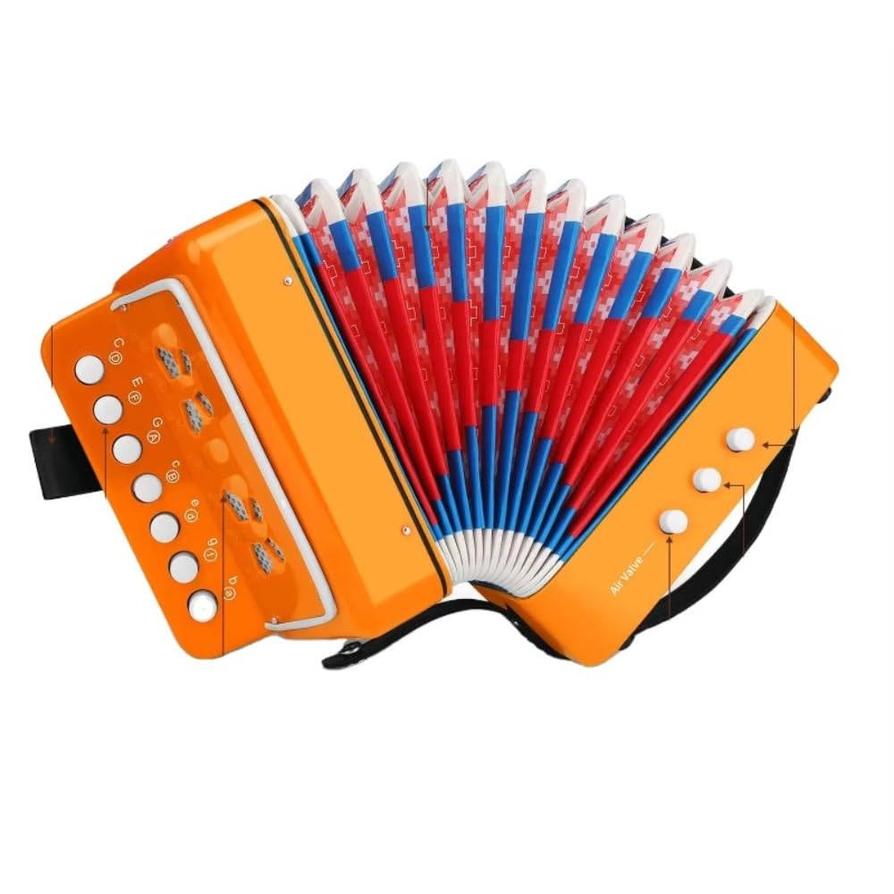 Mini Bass Accordion Instrument Lightweight Plastic Body with Dual Bass Buttons Compact Handheld Accordion for Home Playing Stage Performance Music Practice and Portable Sound Applications