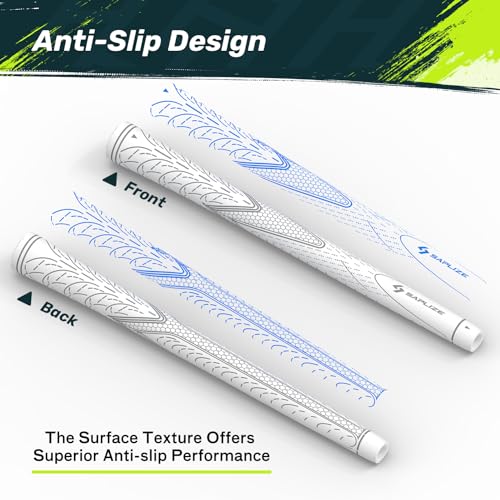 Image of SAPLIZE Golf Grips Set of 13 with Solvent Kit, Midsize, Rubber Golf Club Grips, White CC01S Series