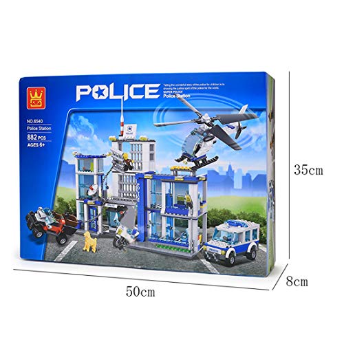 TRCS City Polizei Spielzeug Bausteine, 882 Teile Mobile Kommandozentrale mit Hubschrauber & Polizeiauto & Waffen… – Bild 7