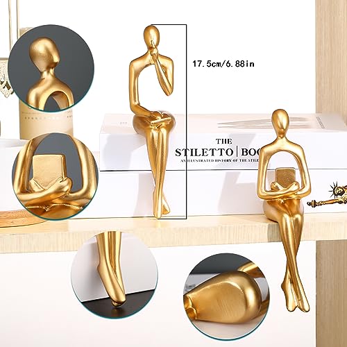 Set de 4 estatuas decorativas doradas para estantería miniatura 7