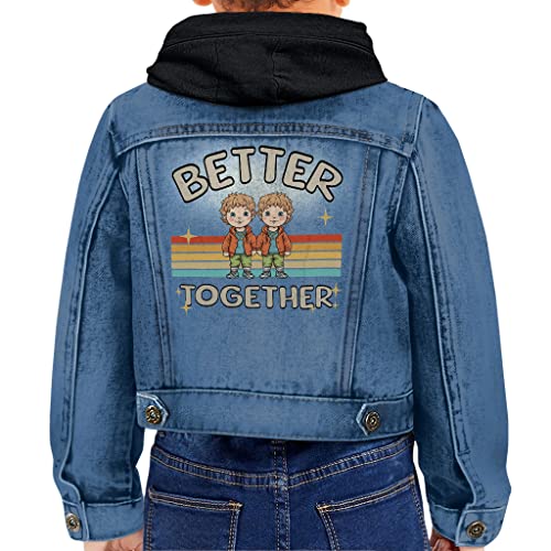 Better Together Toddler Hooded Denim Jacket - Great Gifts - Awesome Gifts for Twins