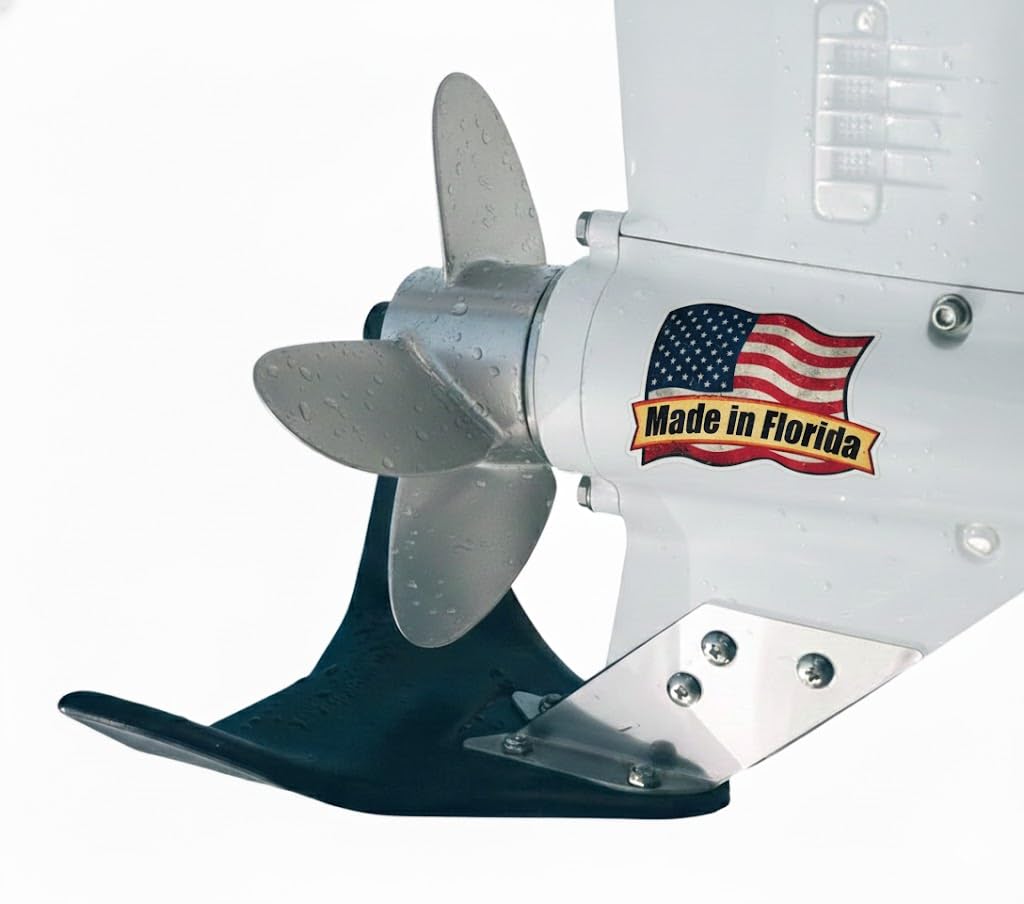 Hydro-Shield Hydrofoil Boat Stabilizer - Skeg-Mounted Shield for Motors with Marine Grade Mounting Bracket - Available in 4 Sizes - Improve