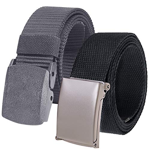 2 peças de cinto para homem, cinto infinitamente de Nylong forma flor ajustável com fivela para homem e mulher - cinza