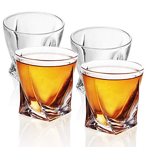 Intirilife Whisky Glas oude Fashioned Whiskey Kristallglas ́TWISTED ́ 4x Whiskey glass ´TWISTED´ Transparant