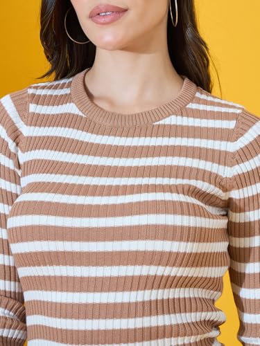Image of 98 Degree North Women Round Neck Sweater-G1579-L.Camel