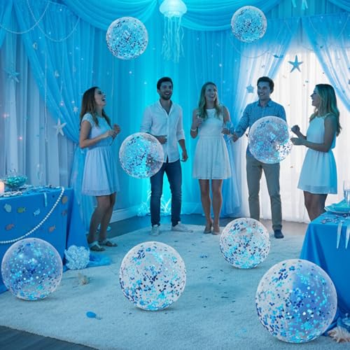 image for Civaner 10 Pcs Inflatable Glitter Beach Balls 16 Inch Large Sparkly Co