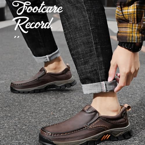 Enjerr Orthopedic Shoes Men,Enjerr Orthopedic Shoes,Men's Comfortable Casual Genuine Leather Slip on Loafers Driving Loafers3