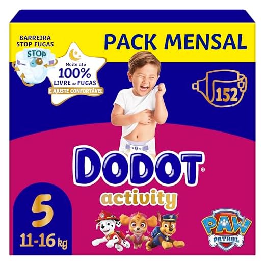 Dodot Pañales Bebé Activity Talla 5 (11-16 kg), 152 Pañales, Nuestro Nº1 en Absorción y Comodidad