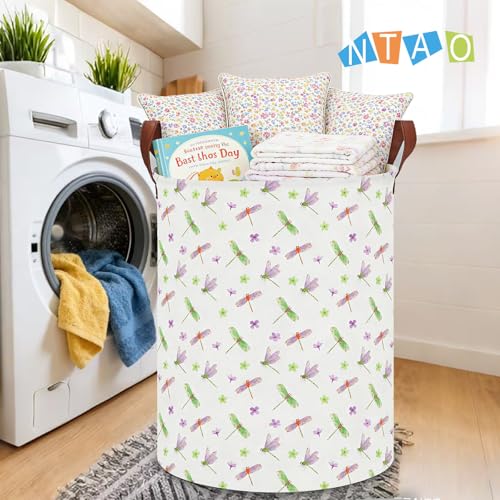 Image of NTAOHAMPER Dragonfly Large Laundry Hamper,Laundry Basket,Baby Nursery Hamper,Waterproof Storage Bin,Clothes Organizer Basket,Room Decor(Dragonfly)