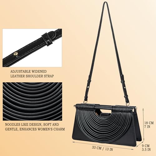 Image of Trendy Woven Evening Clutch Purse Half Round Designer Shoulder /Crossbody Bag Top-Handle Satchel Handbags