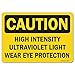 OSHA Caution 10 Pack of Decals - High Intensity Ultraviolet Light Wear Eye Protection | 10 Pack of Decals | Protect Your Business, Work Site, Warehouse | ?Made in The USA