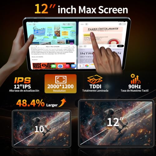 Image of JJGJ Android 16 Tablet with Keyboard - 12 Inch Tablets, Black Case