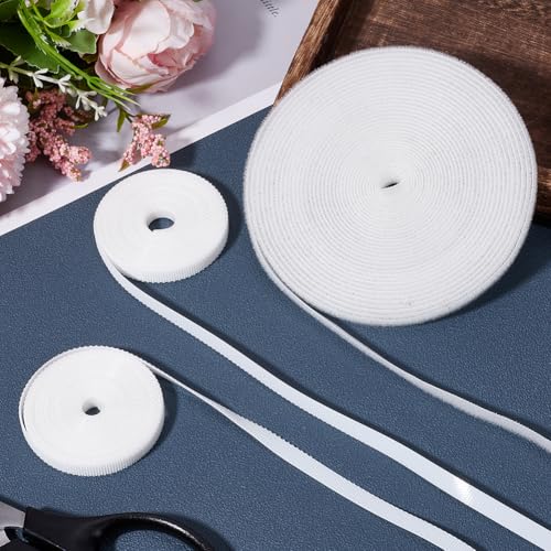 Image of 12.5 Yards Wide 0.24 Inch White Hook and Loop Strips Adhesive Double Sided Sticky Sticky Tape Self Adhesive Back Nylon Fabric Fastener for Sewing Crafts Home Office Car Projects