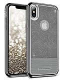 iPhone X Case, BENTOBEN Clear Black Glitter Bling Soft TPU Cover Shockproof 2 in1 Hybrid PC Slim [Support Wireless Charging] Protective Phone Case for iPhone X/10 2017 (5.8 inch), Black
