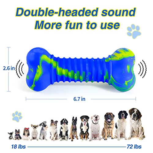 YOGBE 𝗦𝗾𝘂𝗲𝗮𝗸𝘆 𝗗𝗼𝗴 𝗧𝗼𝘆𝘀 for 𝗔𝗴𝗴𝗿𝗲𝘀𝘀𝗶𝘃𝗲 𝗖𝗵𝗲𝘄𝗲𝗿𝘀 - Indestructible Dog Chew Toy with Rubber, Durable and Tough Dog Dental Chews Toy for Large and Medium Breed, Dog Bone Toy