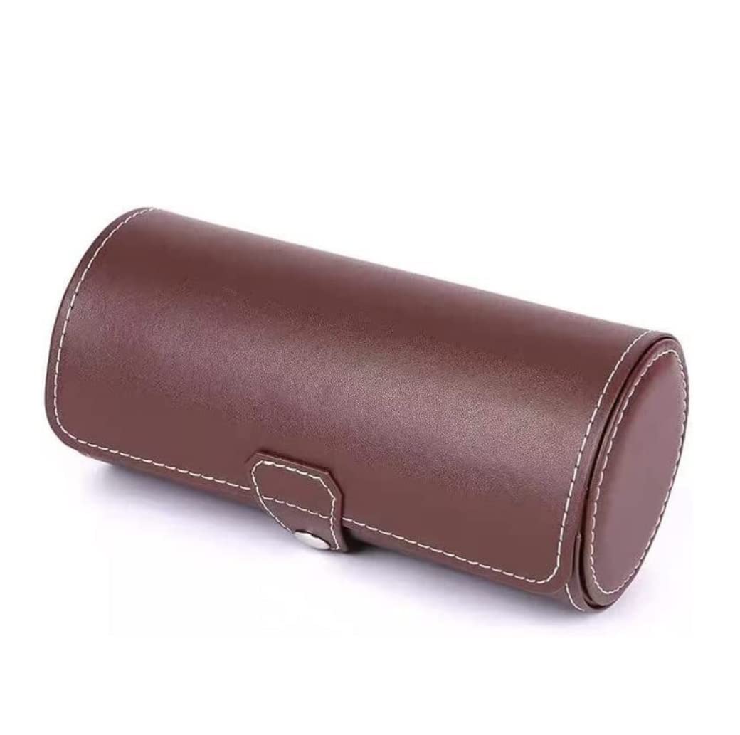 HVMBEUGOS Watch Box Watch Box For Men 3 Slot Leather Watch Case Organizer Elastic PU Vintage Display Case Storage For Watch Boxes Watch Storage (B)