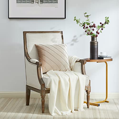 Image of GIGIZAZA Decorative Velvet Pillow Covers 18x18 , Set of 2 Champagne Sofa Couch Throw Pillows Covers Cases , Living Room Square Cushion Accent Stripe Covers