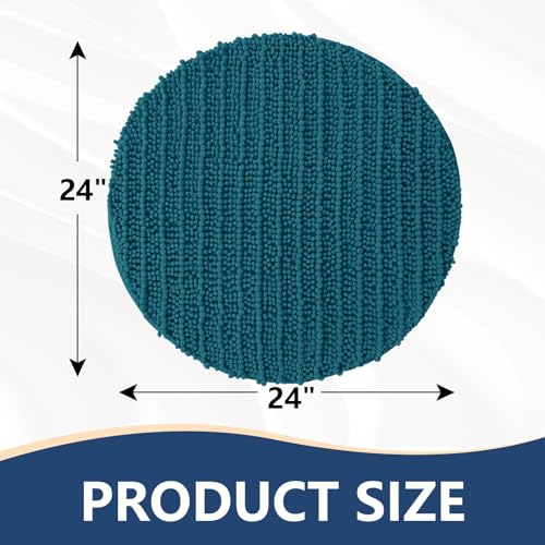 Image of Arotive Round Bathroom Rugs 24x24, Extra Soft Thick Absorbent Shaggy Chenille Bath Rugs, Machine Wash Dry, Bath Mats for Bathroom Floor, Tub and Shower, Home Decor Accessories, Peacock Blue