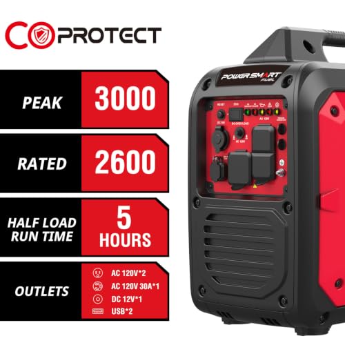 Image of PowerSmart 3000 Watt Portable Inverter Generator for Camping or Home Use