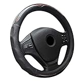 [新しいドレス] 車用ハンドルカバー 本革 高品質ステアリングカバー 高級感溢れ 四季汎用 (黒褐色)