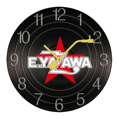 掛け時計 木製レコード 矢沢永吉 ウォールクロック かけ時計 置き時計 インテリア おしゃれ 電池式 飾り 木製 連続秒針 北欧 無音 壁掛け 個性的 大数字 音楽愛好家 直径30cm ギフト