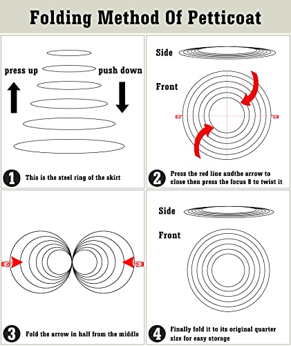 Women Petticoat 4 Hoop Skirt with 5 Ruffles Layers Crinoline Petticoats for Women Half Slips Underskirt for Wedding4